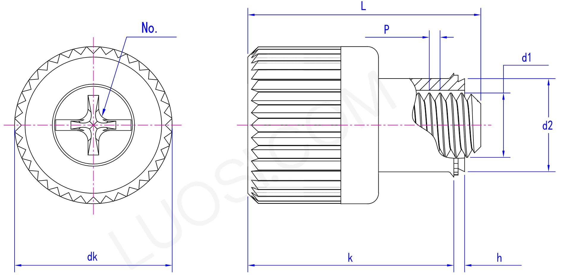 Knurled clinching spring screws